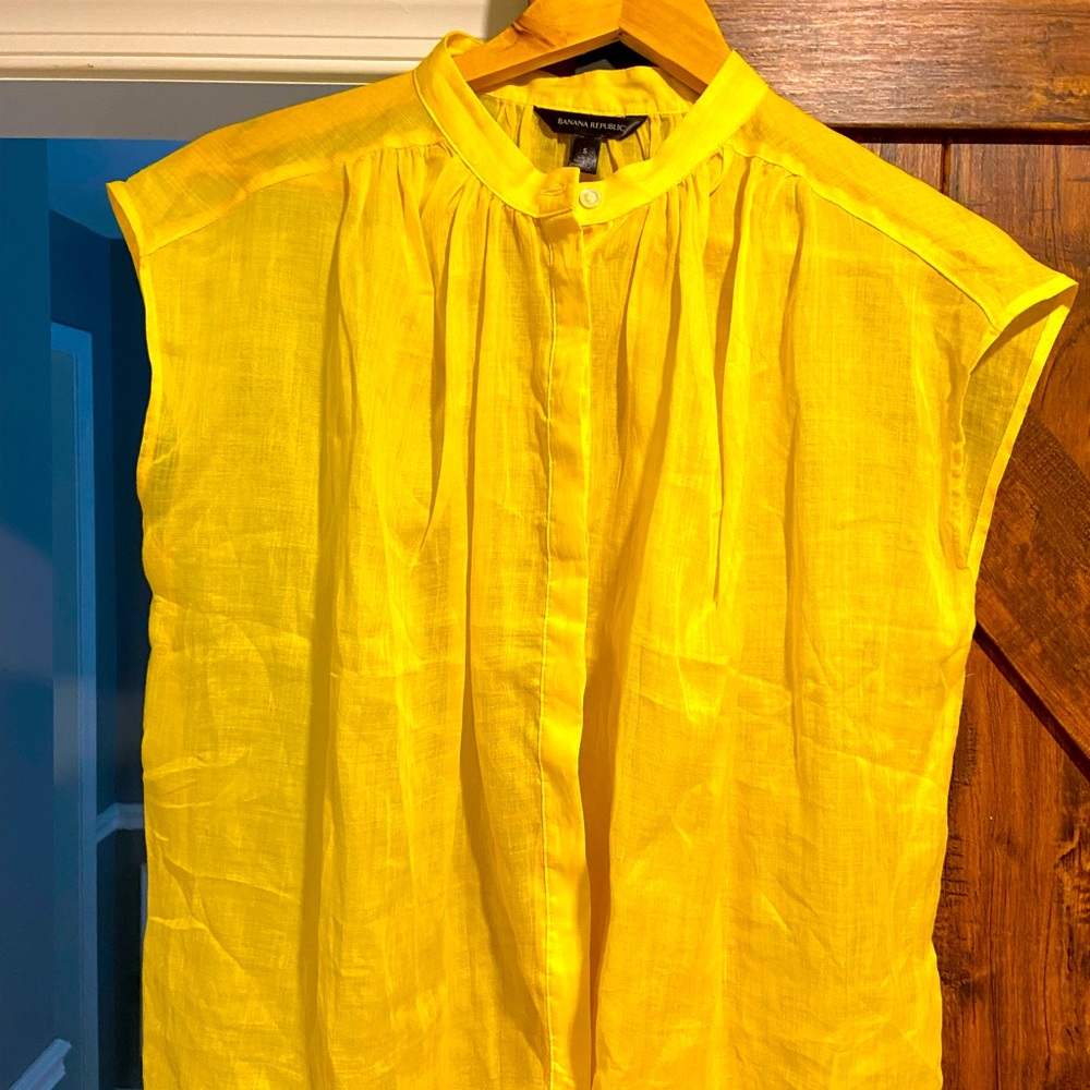 Banana Republic bright yellow sleeveless blouse